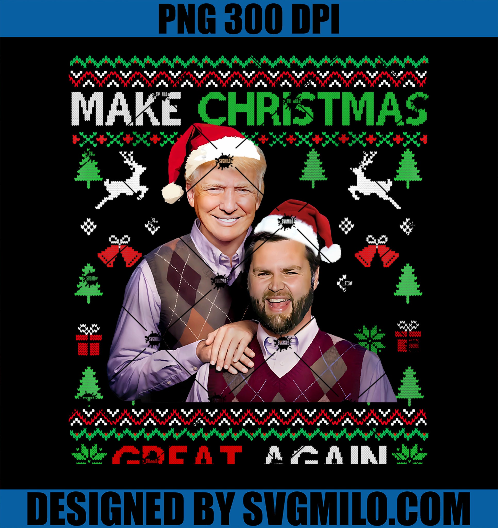 Trump Vance Brothers PNG, Funny Make Christmas Great Again PNG