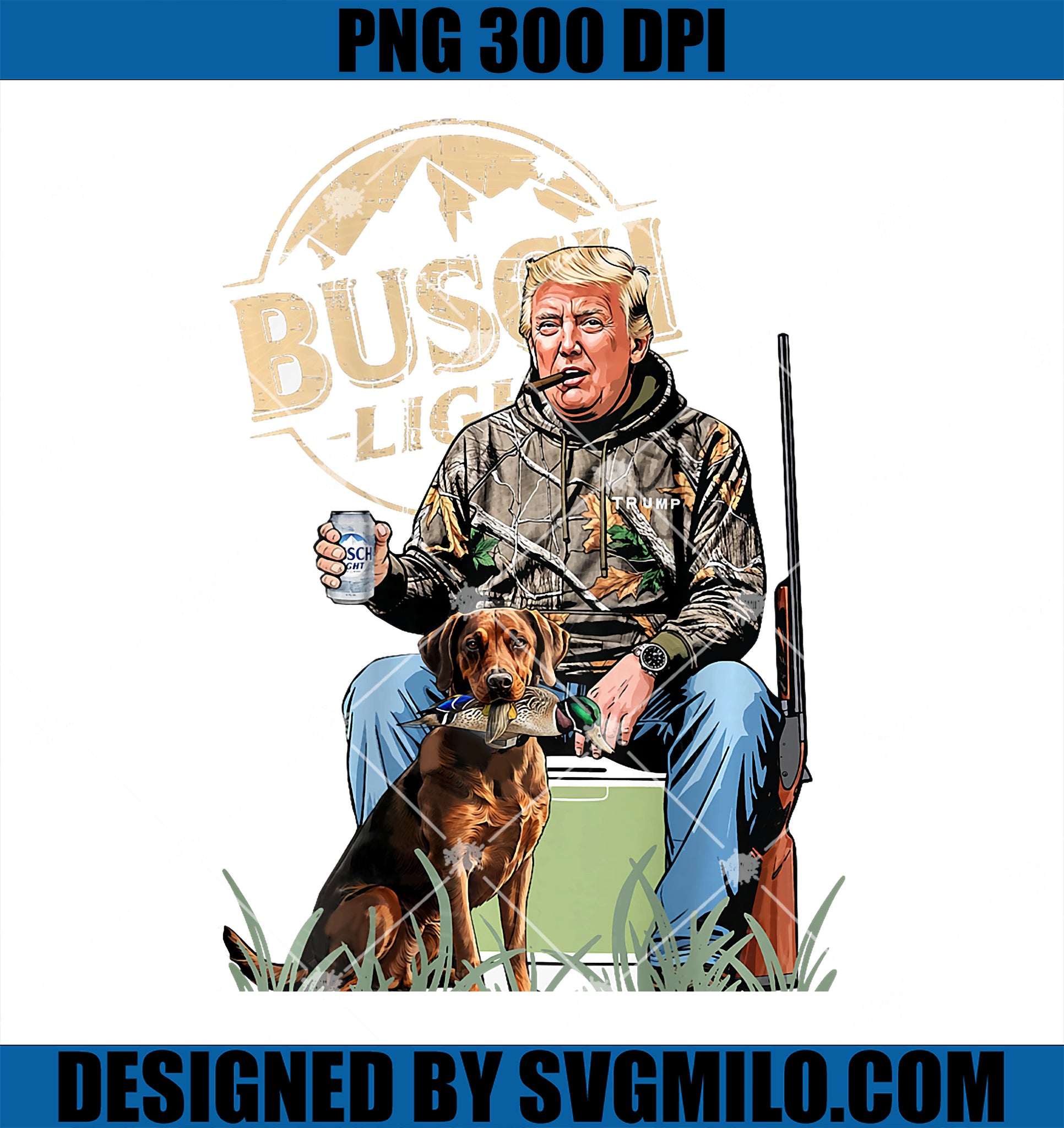 Trump With Dog Duck Waterfowl Hunting Camo President PNG