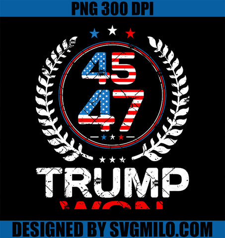 Trump Won 2024 45 47Th President Usa Flag Vintage PNG