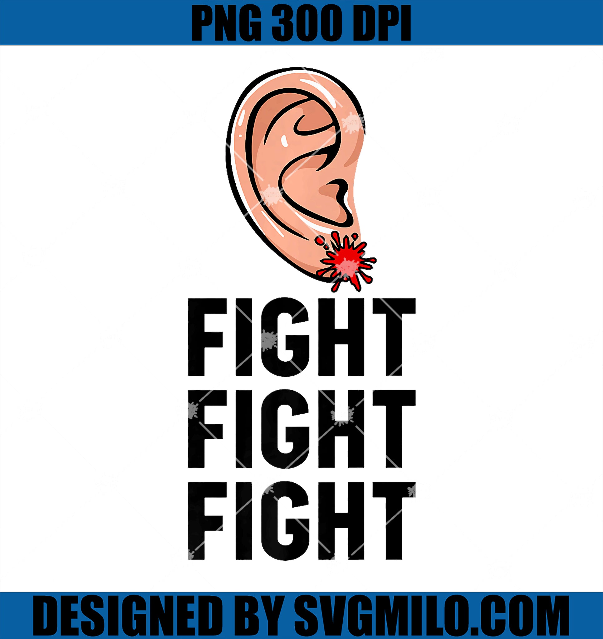 Trump Head Cartoon Bloody Ear 2024 PNG, Vote Survivor Fight Fight Premium PNG