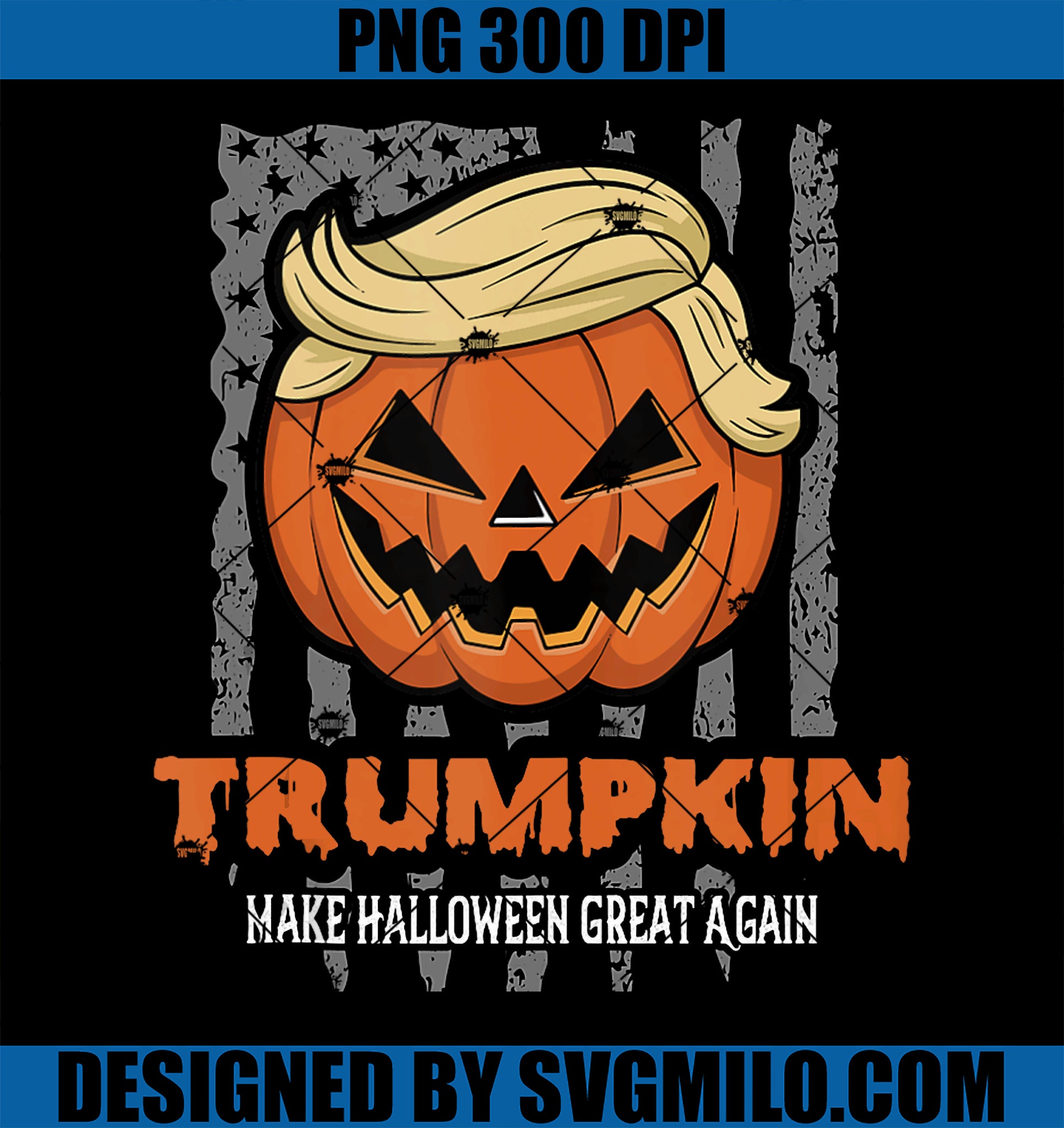 Trumpkin USA Flag Make Halloween Great Again PNG