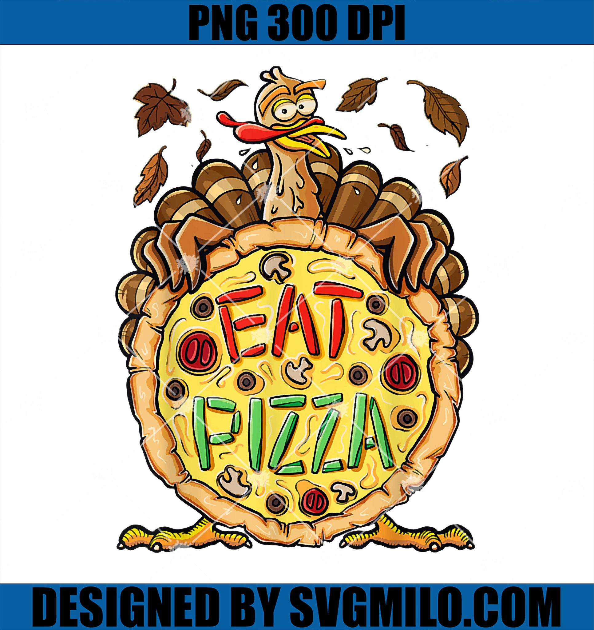 Turkey Eat Pizza Kids Adult Vegan PNG, Funny Happy Thanksgiving PNG