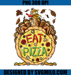 Turkey Eat Pizza Kids Adult Vegan PNG, Funny Happy Thanksgiving PNG