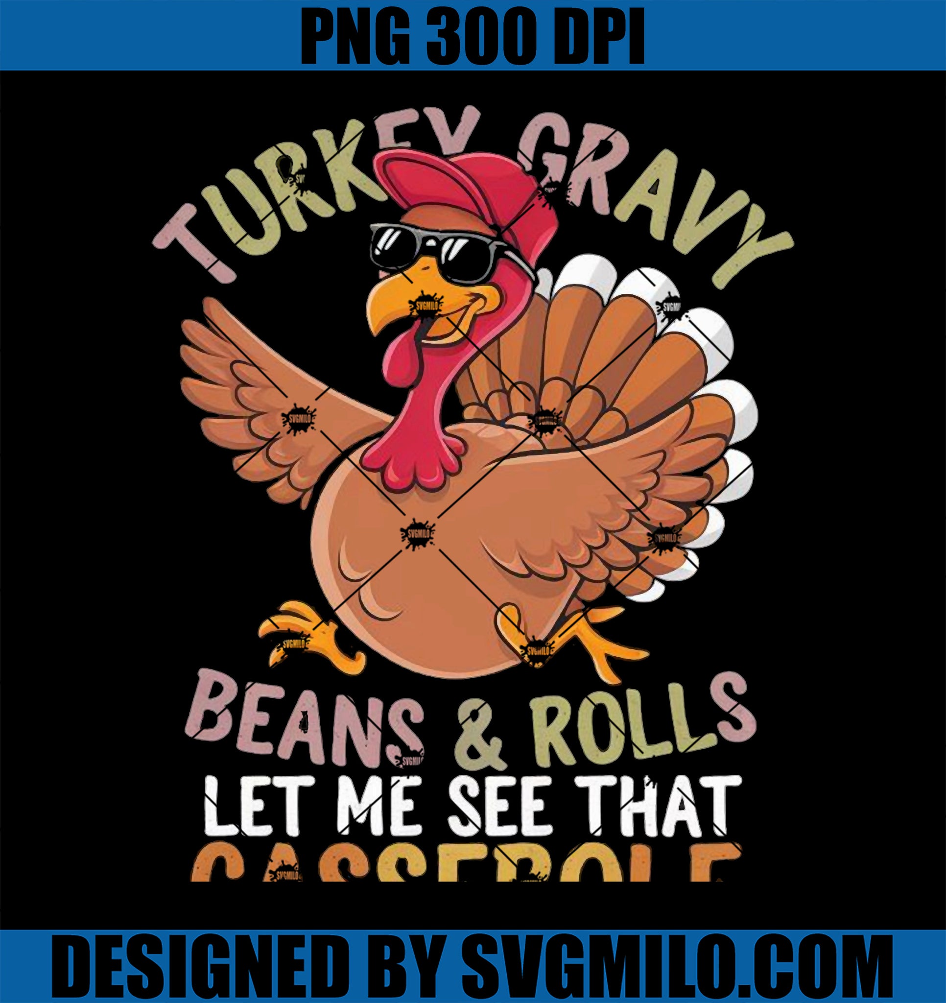 Turkey Gravy Beans And Rolls Casserole PNG, Funny Thanksgiving PNG