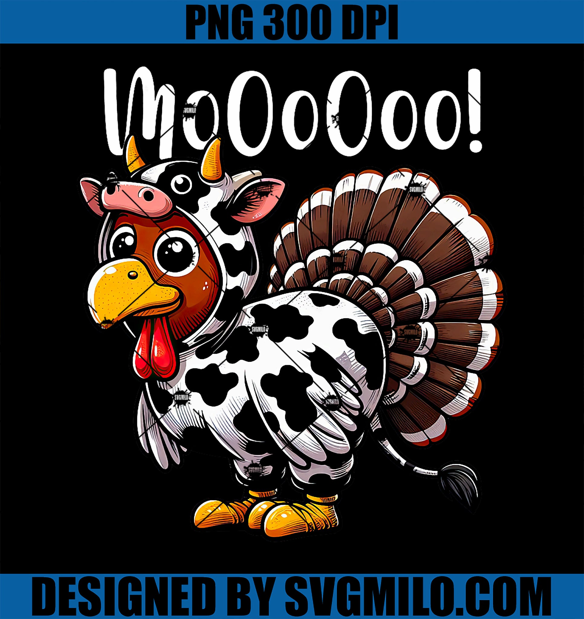 Turkey Moo Cow Costume Funny Thanksgiving Turkey Day PNG