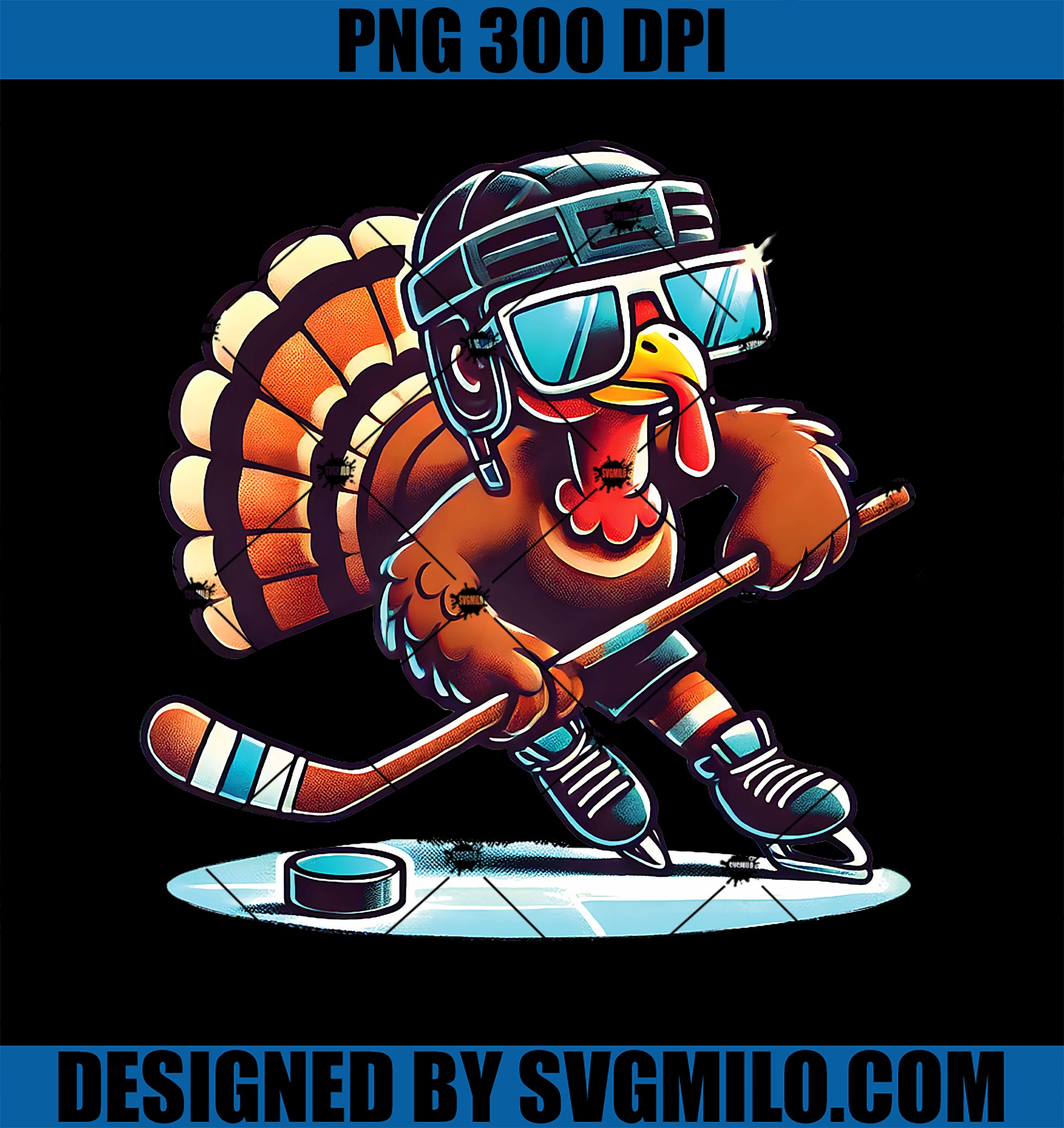 Turkey Playing Ice Hockey Happy Thanksgiving Boys Turkey Day PNG