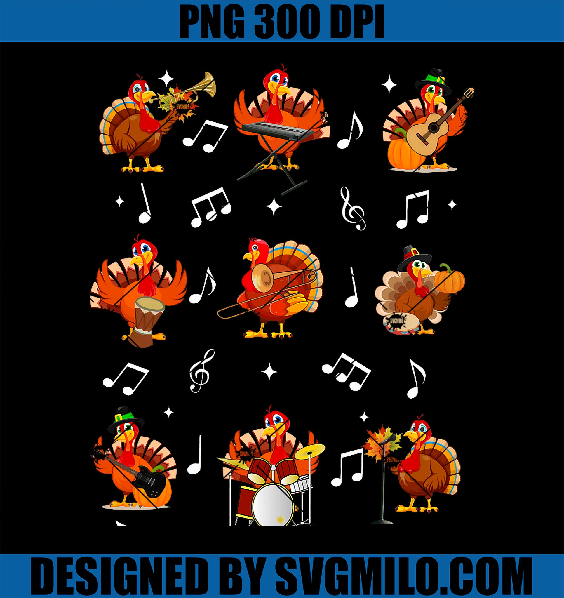 Turkey Squad Music Note Music Teacher Thanksgiving PNG