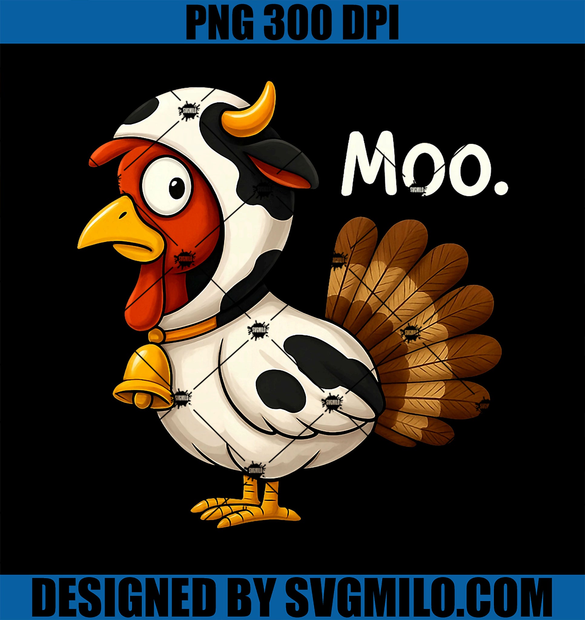 Turkey Wearing Cow PNG, Thanksgiving PNG