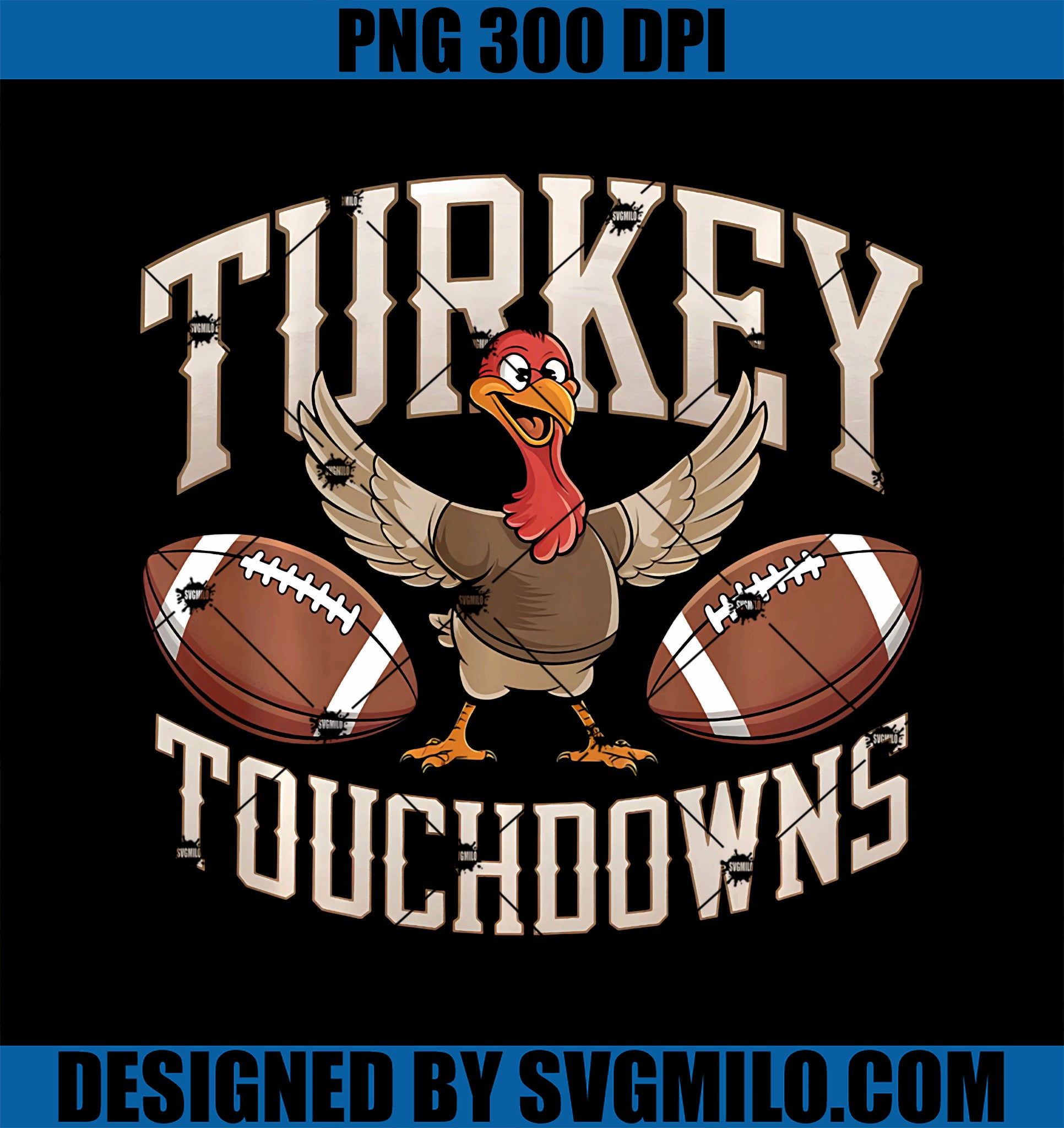 Turkey and Touchdowns PNG, Funny Thanksgiving Football PNG