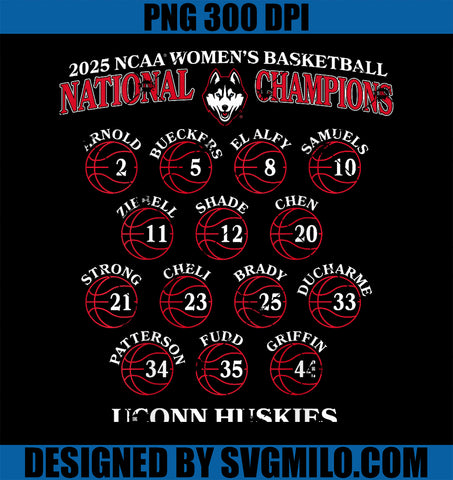 UConn 2025 Women's Basketball PNG, National Champions NIL PNG