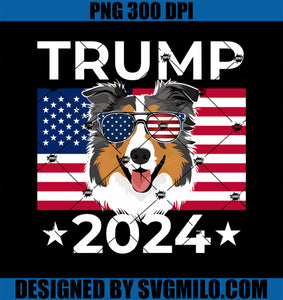 US Election Vote Trump 2024 PNG, Australian Shepherd Dog USA Flag PNG