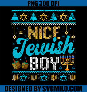 Ugly Hanukkah Sweater Nice Jewish Boy Matching PNG