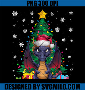 Ugly Sweater Christmas Tree Lights Dragon Santa Hat Xmas PNG