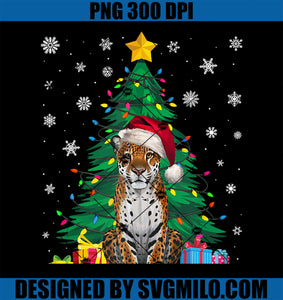 Ugly Sweater Christmas Tree Lights Jaguar Santa Hat Xmas PNG