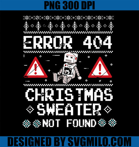 Ugly Sweater Not-Found Error-404 Computer Funny Christmas PNG