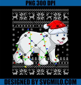 Ugly Sweater Xmas Lights Santa Hat Polar Bear Christmas PNG