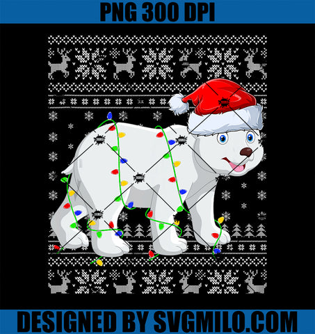 Ugly Sweater Xmas Lights Santa Hat Polar Bear Christmas PNG