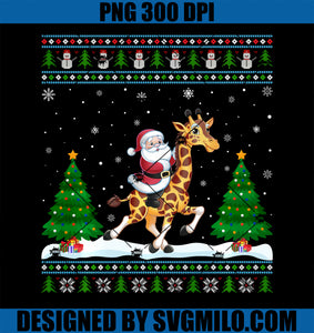 Ugly Xmas Lighting Tree Santa Riding Giraffe Christmas PNG