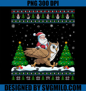 Ugly Xmas Lighting Tree Santa Riding Owl Christmas PNG