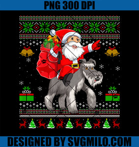 Ugly Xmas Santa Riding Wire Fox Terrier Dog Christmas PNG