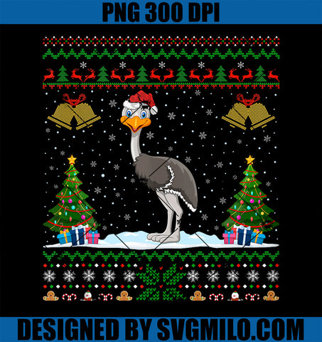 Ugly Xmas Tree Lights Santa Hat Emu Bird Christmas PNG