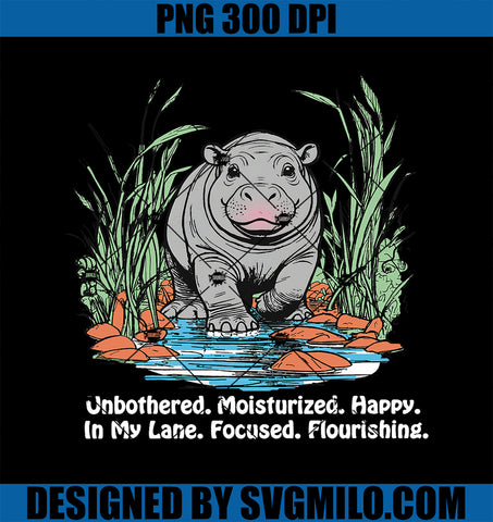 Unbothered Moo Deng Bouncy Pig Meme Cute PNG, Baby Hippo Viral PNG