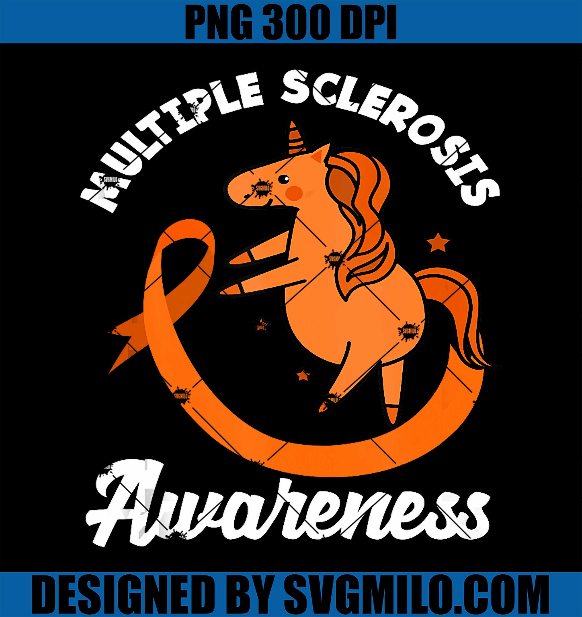 Unicorn Orange Ribbon Multiple Sclerosis Awareness PNG