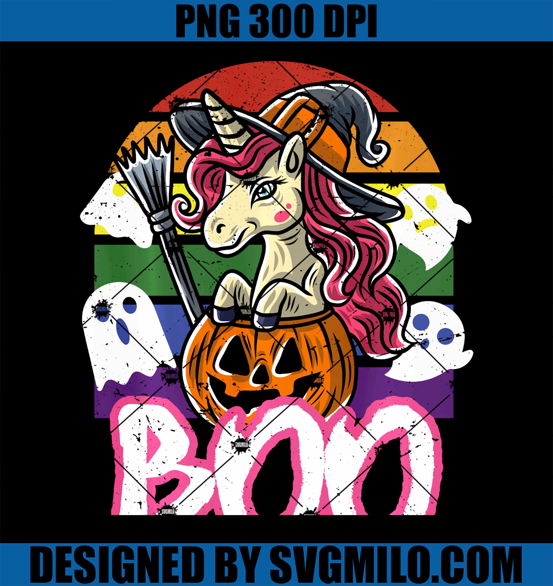 Unicorn Boo Witch Trick Or Treat Halloween PNG