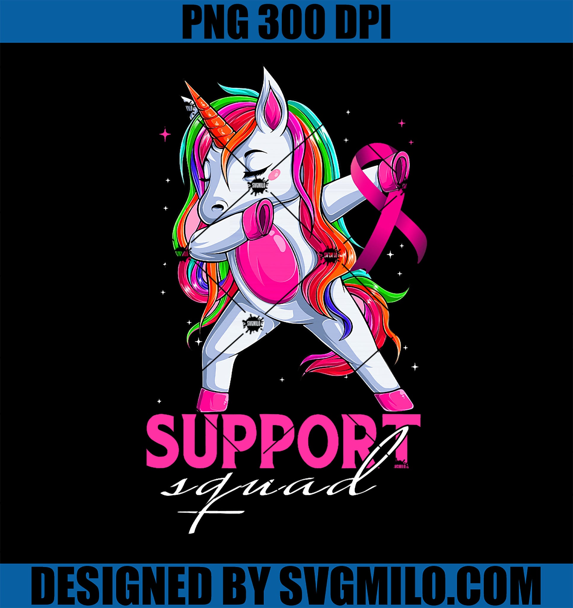 Unicorn Squad PNG, Cute Unicorn Lovers PNG, Breast Cancer Unicorn PNG