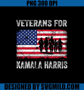 Veterans for Kamala Harris 2024 Election USA Flag Military PNG