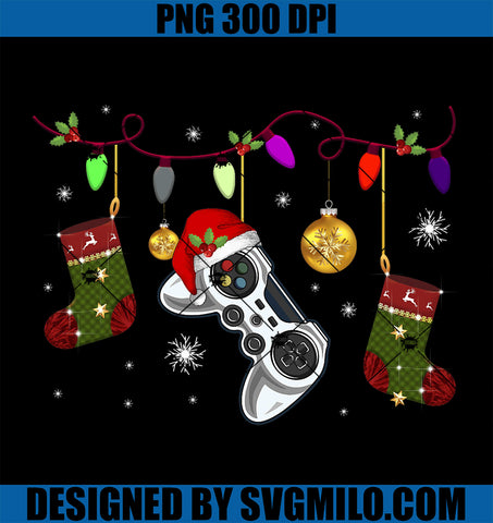 Video Game Controller PNG, Christmas Santa Hat Gamer PNG