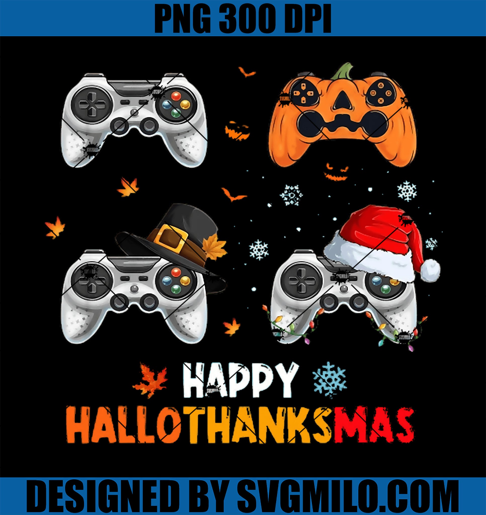 Video Game Halloween Thanksgiving Christmas PNG, Happy Hallothanksmas PNG