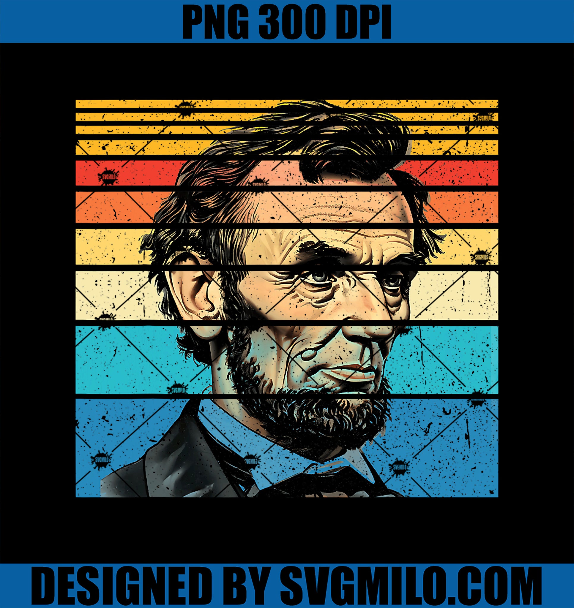 Vintage Abraham Lincoln President USA Flag PNG, 4th Of July PNG