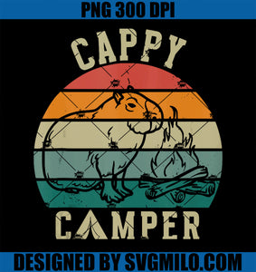 Vintage Capybara Camping Campfire Hiking Mountain Outdoor PNG