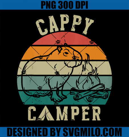 Vintage Capybara Camping Campfire Hiking Mountain Outdoor PNG