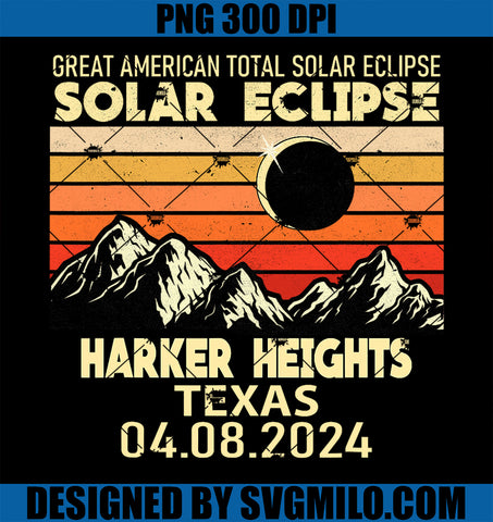Vintage Harker Heights Texas Total Solar Eclipse 2024 PNG