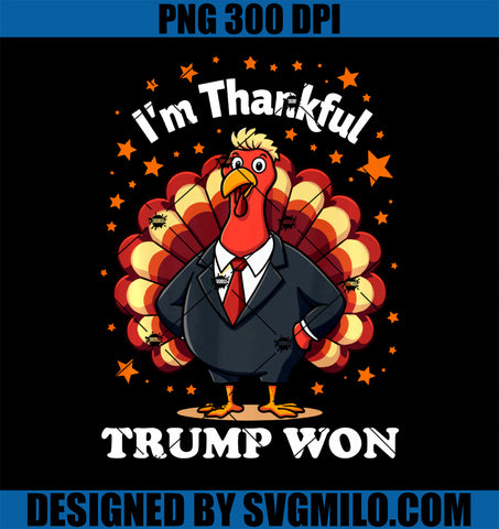 Vintage I_m Thankful Trump Won 2024 PNG