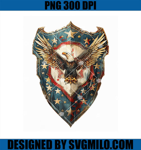 Vintage Patriotic Eagle Over Shield PNG