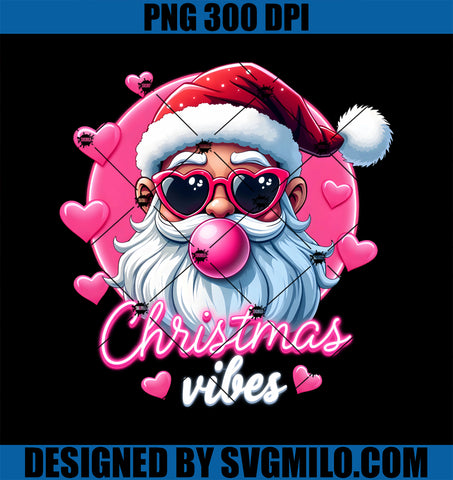 Vintage Pink Santa Claus Christmas Vibes Holiday Xmas Season PNG