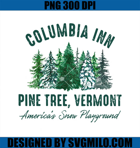 Vintage Retro Columbia Inn Pine Tree Vermont Merry Christmas PNG