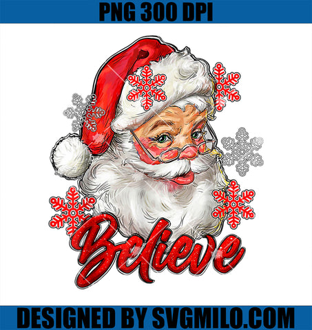 Vintage Snow And Santa Claus Merry Christmas Believe Christ PNG