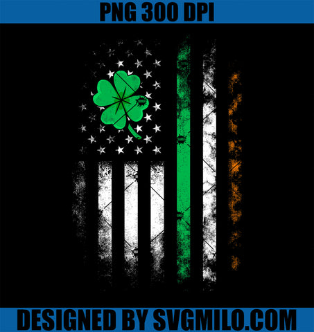 Vintage St Patrick's Day Irish American Flag Shamrock Lucky PNG