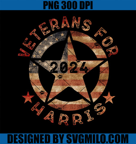 Vintage Veterans for Harris 2024 Military Vets Kamala Harris PNG