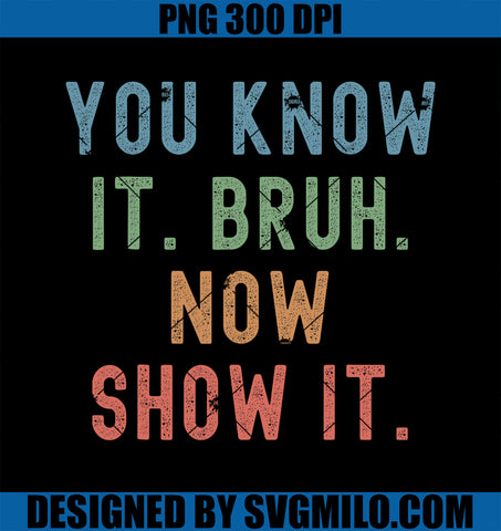 Vintage You Know It Bruh Now Show It PNG, Funny Teacher Test Day PNG