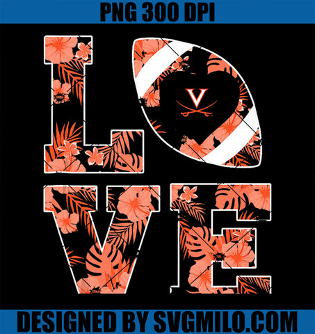 Virginia Cavaliers Stacked Love Football Tropical Pattern PNG