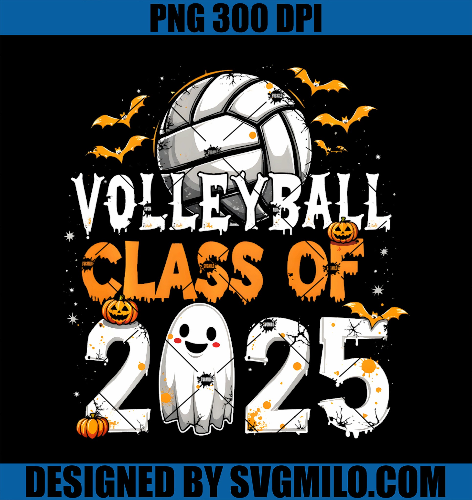 Volleyball Class of 2025 Halloween Senior Funny PNG