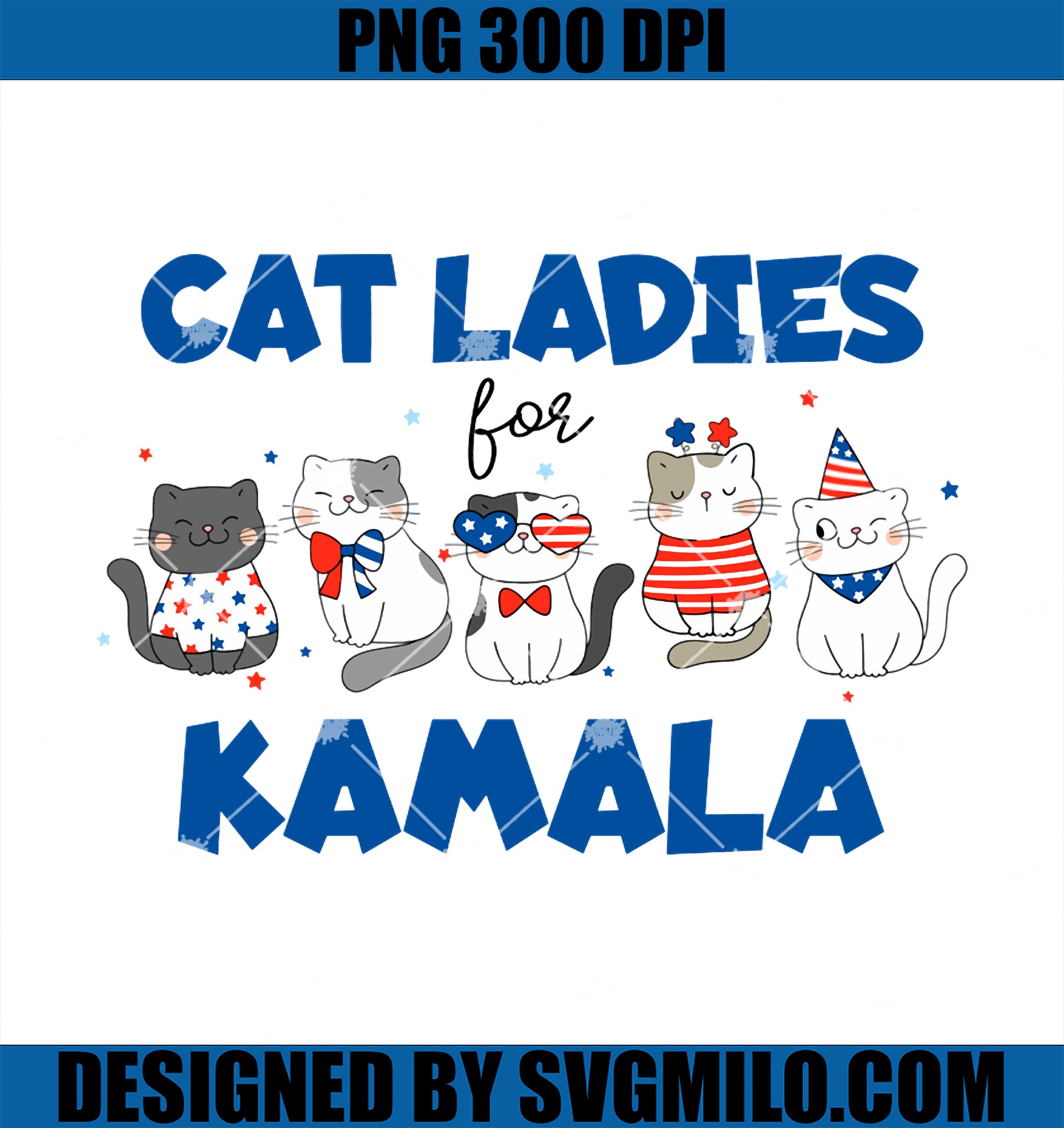 Vote Blue Cat Ladies for Kamala 2024 PNG