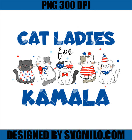 Vote Blue Cat Ladies for Kamala 2024 PNG