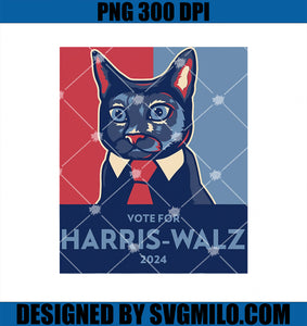 Vote For Harris Waltz 2024 Election Funny Cat PNG