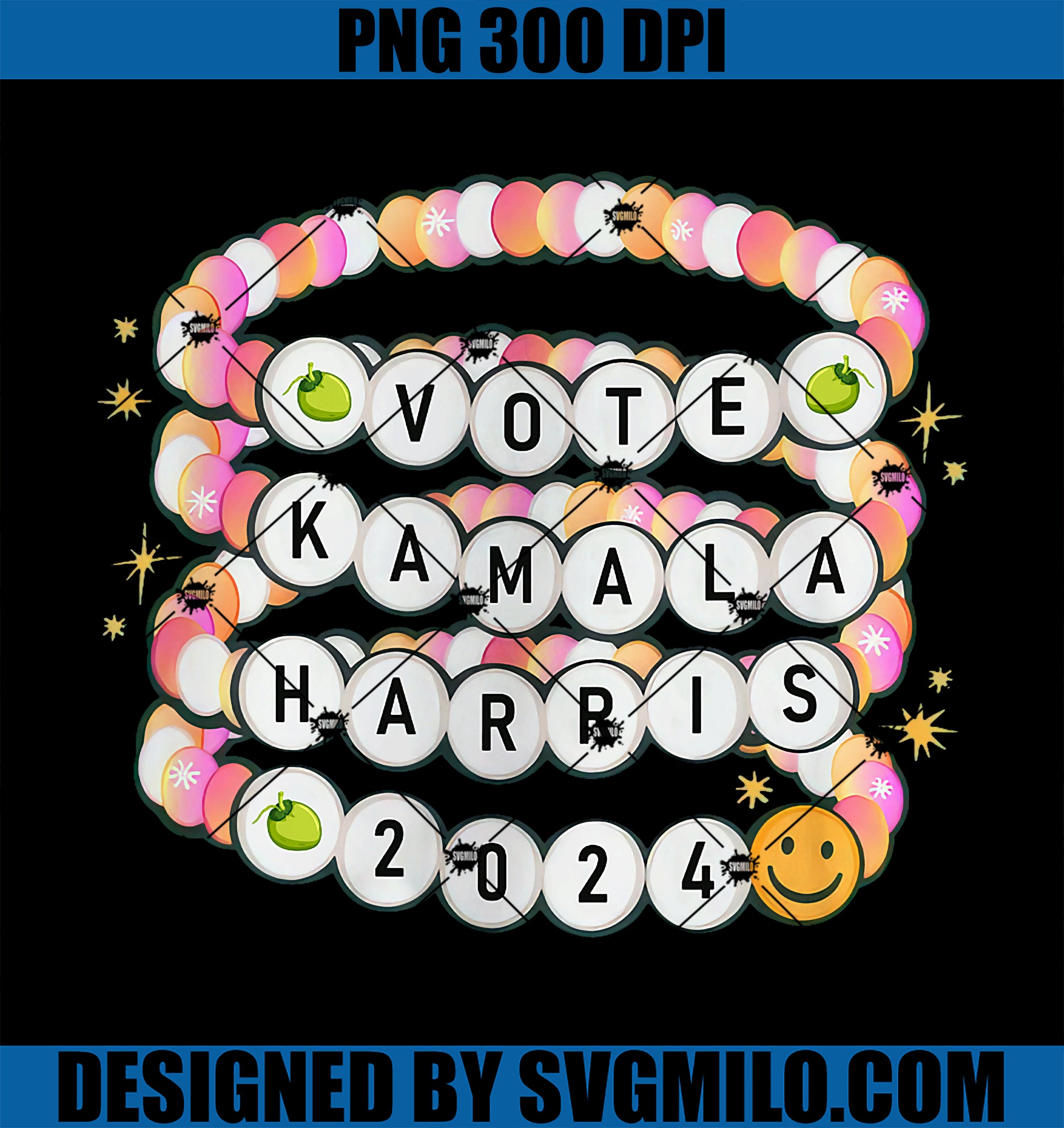 Vote Kamala 2024 For President Friendship Bracelet PNG